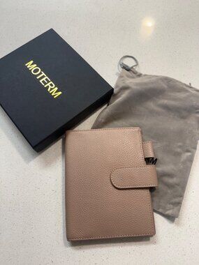 Moterm A6 Pebbled Leather Cover With Snap Closure & Box Taupe